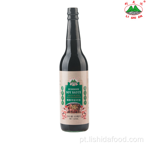 Molho de soja escuro de cogumelo de garrafa de vidro de 625ml